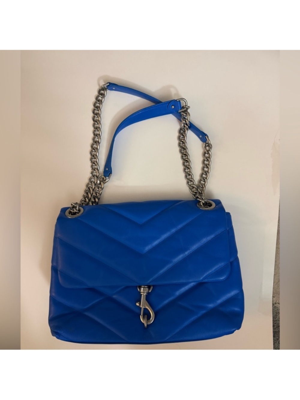 Rebecca Minkoff Electric Blue Quilted Shoulder Bag with Chain Strap